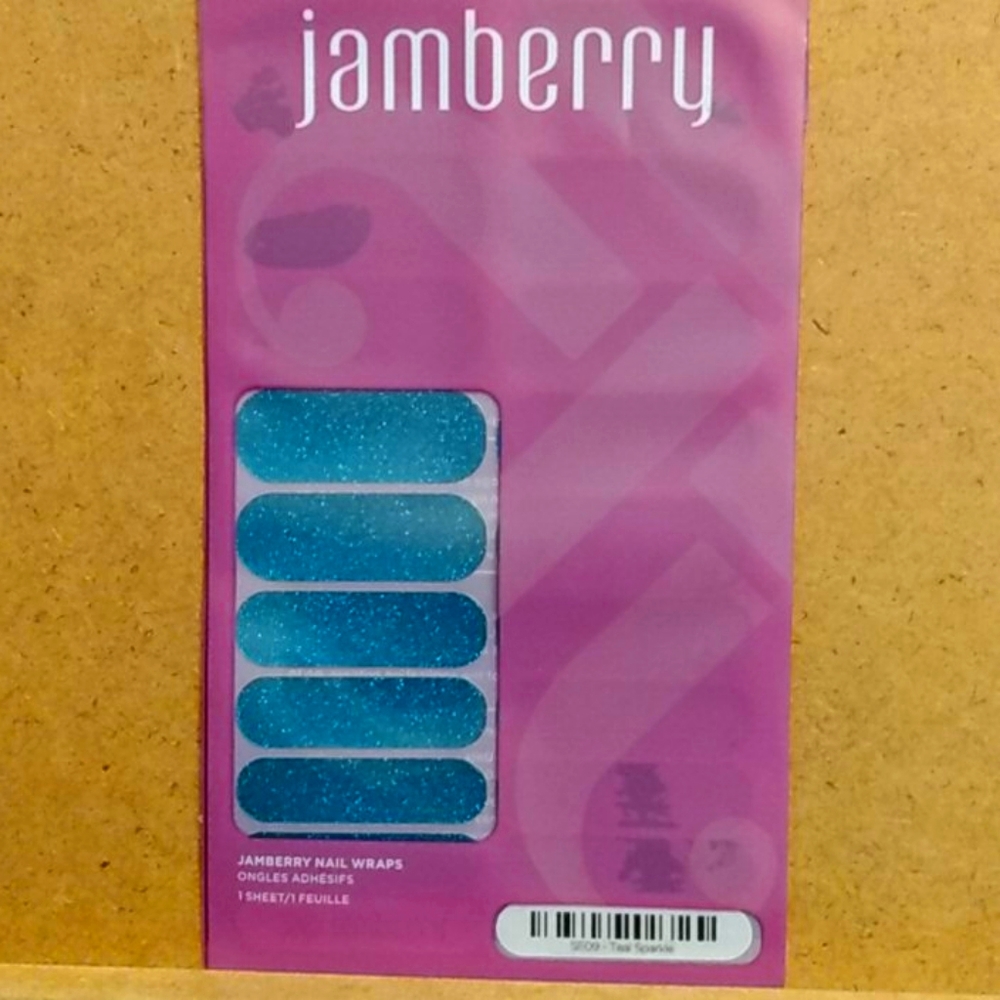 Jamberry Jaded Nail Wraps, Solid Teal Sparkle